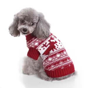 优质时尚狗圣诞毛衣狗毛衣圣诞服装红色狗毛衣圣诞