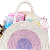 Panier de rangement pliable en corde de coton 100 % écologique, tressé, durable, en forme de demi-lune, pour couches de bébé, design moderne, haute qualité