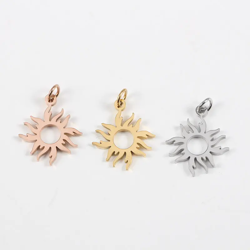 Gold Plated Stainless Steel Pendant DIY Sun Charms for Jewelry Making