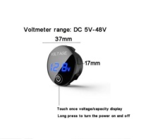 Voltmètre numérique pour voiture et moto, affichage de la capacité de la batterie, avec interrupteur tactile, DC 5V-48V, 1 pièce