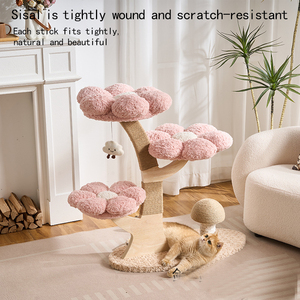 Structure d'escalade écologique avec planche à sauter et lit à gratter, housse en lin amovible et lavable, design moderne et luxueux - Product Image 1