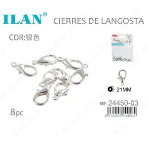 Chiusure a moschettone Ilan 21 mm colore argento, accessori per gioielli, 8 pezzi - Product Image 3
