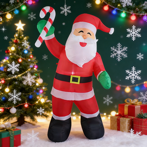 Santa Claus Inflable de 8 Pies con Bastón de Caramelo para Decoración Navideña de Jardín - Product Image 1