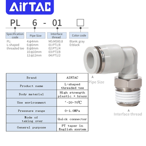 AIRTAC PL4/6/8/10/12 Khí Nén Nhanh Chóng Coupler Kim Loại <span class=keywords><strong>Hose</strong></span> Khóa Ống Dây Splitter Phát Hành Ống Nối Thủy Lực Phù Hợp - Product Image 3