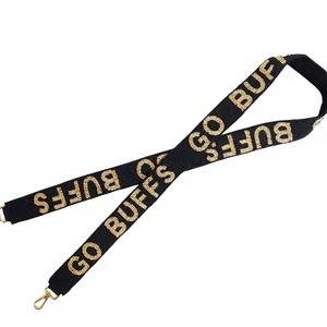 Correa de Mano para Bolso CRYSTAL CRAFT Go Buffs Vintage con Cuentas y Texto Dorado, Ecológica, Duradera, Negra y Dorada - Product Image 1