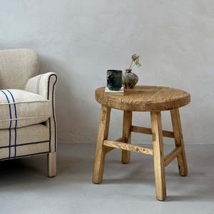 Chevet rond convertible moderne en bois de récupération, meubles de chambre à coucher en bois massif, artisanat en métal, décoration intérieure, ensemble extérieur - Product Image 2