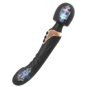 Leistungs starke Doppelkopf vibrierende Av Zauberstab Massage gerät Dildo Vibrator für Frauen Silikon weibliche Sexspielzeug Online-Shop Adult Sex Produkt
