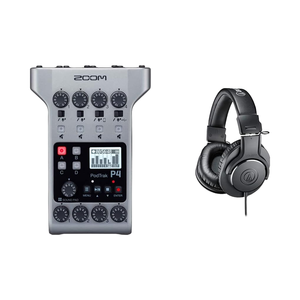 เครื่องบันทึกพ็อดคาสท์ที่ใช้แบตเตอรี่เป็นไมโครโฟน4, อินพุต P4ซูมไมโครโฟน4ช่องเอาต์พุตหูฟังยูเอสบีสัญญาณเข้าโทรศัพท์สตูดิโอโลหะไร้สาย - Product Image 1