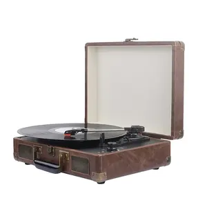Gramophone Retro Vinyl Turntable Avec Haut-parleurs Intégrés Blue Tooth USB SD 3.5mm AUX In Portable Briefcase Record Player - Product Image 1