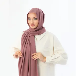 Hijab de seda <span class=keywords><strong>Medina</strong></span> para mujeres musulmanas tela de gasa Color sólido de alta calidad Hijab de seda <span class=keywords><strong>Medina</strong></span> Premium para mujeres musulmanas - Product Image 1