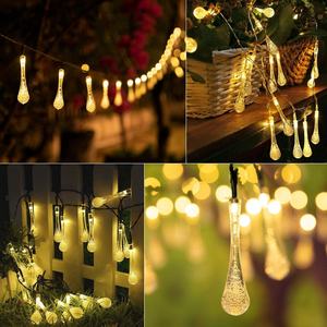 Guirnalda de Luces Solares LED para Exteriores, 6.5m, 30 LED, Luces de Navidad para Jardín, Luces de Hadas Impermeables con Forma de Gota de Lluvia - Product Image 6