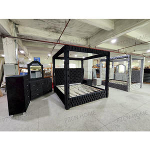 Современная Вельветовая кровать с балдахином для хранения, кровать размера «Queen-Size», обивка, мебель для спальни, роскошная кровать размера «King-Size», Современная - Product Image 5