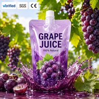 Sacs en plastique personnalisés imprimés en héliogravure avec bec verseur pour jus de raisin, emballage liquide de qualité alimentaire, sachet Doypack résistant à l'humidité