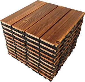 Baldosas de Madera Carbonizada Anticorrosiva para Jardín, Pino Escocés, Baldosas de Madera Carbonizada para Terraza, Enclavables, DIY - Product Image 1