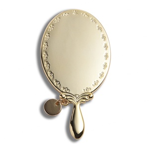 PU Pouch <b>Mirror</b> Gold Plated Portable Mini Oval Handheld <b>Compact</b> <b>Mirror</b> With Pendant - Product Image 4