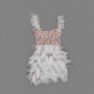 Nuovo arrivato 2585 arrivi da sera Mini Dress con paillettes Sexy piumino abiti da compleanno donna abiti con perle - Product Image 6