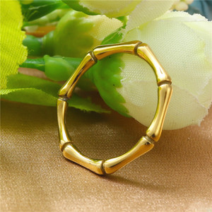 Bamboo Joint <b>Ring</b> Gold Women's Fashion Jewelry Gift Vintage Style Plant Pattern Titanium Steel <b>Ring</b> - Product Image 1