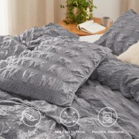 Haute qualité broderie Pintuck pincement plissé Seersucker housse de couette ensemble de couverture de literie couette toutes les tailles