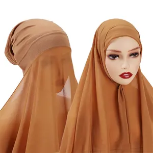 Penjualan Terbaik jilbab instan dengan syal sifon kualitas tinggi produk laris pemasok selendang syal Hijab