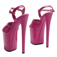 20CM / 8 Pouces Brevet PU Haut Femmes Mode Haut Talon Plate-Forme Peep Toe Cheville-sangle Sandales Pole Dance Chaussures