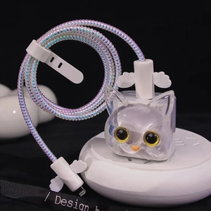 Organisateur de câble protecteur chat dessin animé mignon gestion de ligne de données charge <span class=keywords><strong>enrouleur</strong></span> sûr pour <span class=keywords><strong>IPhone</strong></span> IPad 18W 20W chargeur Protection - Product Image 4