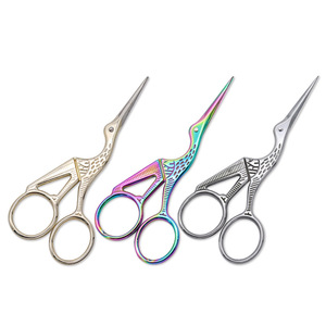 Crane Shaped Thread Trimmers Stainless Steel Embroidery Scissors Gold Chrome Colored Titanium Plating Home Use - Product Image 3