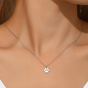 매력적인 디자인 S925 스털링 실버 고양이와 개 발 펜던트 목걸이 실버 개 발 쇄골 목걸이 - Product Image 4