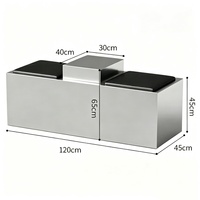 Banc modulaire combinable en acier inoxydable avec coussin en cuir PU, pour salle à manger commerciale, salle d'attente, café, boutique, bureau, hall d'accueil, réception