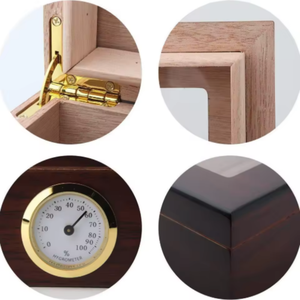 Humidor para Cigarros <span class=keywords><strong>de</strong></span> Lujo con Tapa <span class=keywords><strong>de</strong></span> Vidrio Templado, Exhibición Personalizada, Humidor <span class=keywords><strong>de</strong></span> Madera para Cigarros y Tabaco con Higrómetro - Product Image 4