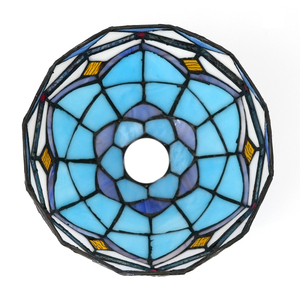 Stile Tiffany piuma di ricambio in vetro colorato retrò <span class=keywords><strong>blu</strong></span> mediterraneo <span class=keywords><strong>lampadario</strong></span> da balcone, lampada da tavolo lampada da pavimento paralume - Product Image 6