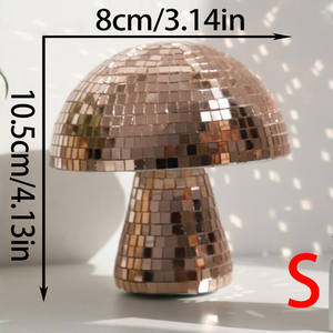 Y971 Mirrored Creative Glass <strong>Disco</strong> <strong>Mushroom</strong>, Minimalist Home Decor Bedroom Resin Craft Ornament - Product Image 5