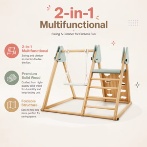 <b>Swing</b> Set Solid Wood Children's Climbing Frame Outdoor Indoor Home Small Family Exercise Playground Baby Climbing <b>Slide</b> - Product Image 3