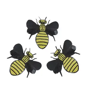 Embroidered Patches for Clothing New Design Beading Pattern Animal Appliques Custom Bee Logo Sequin 3D Handmade Eco-friendly