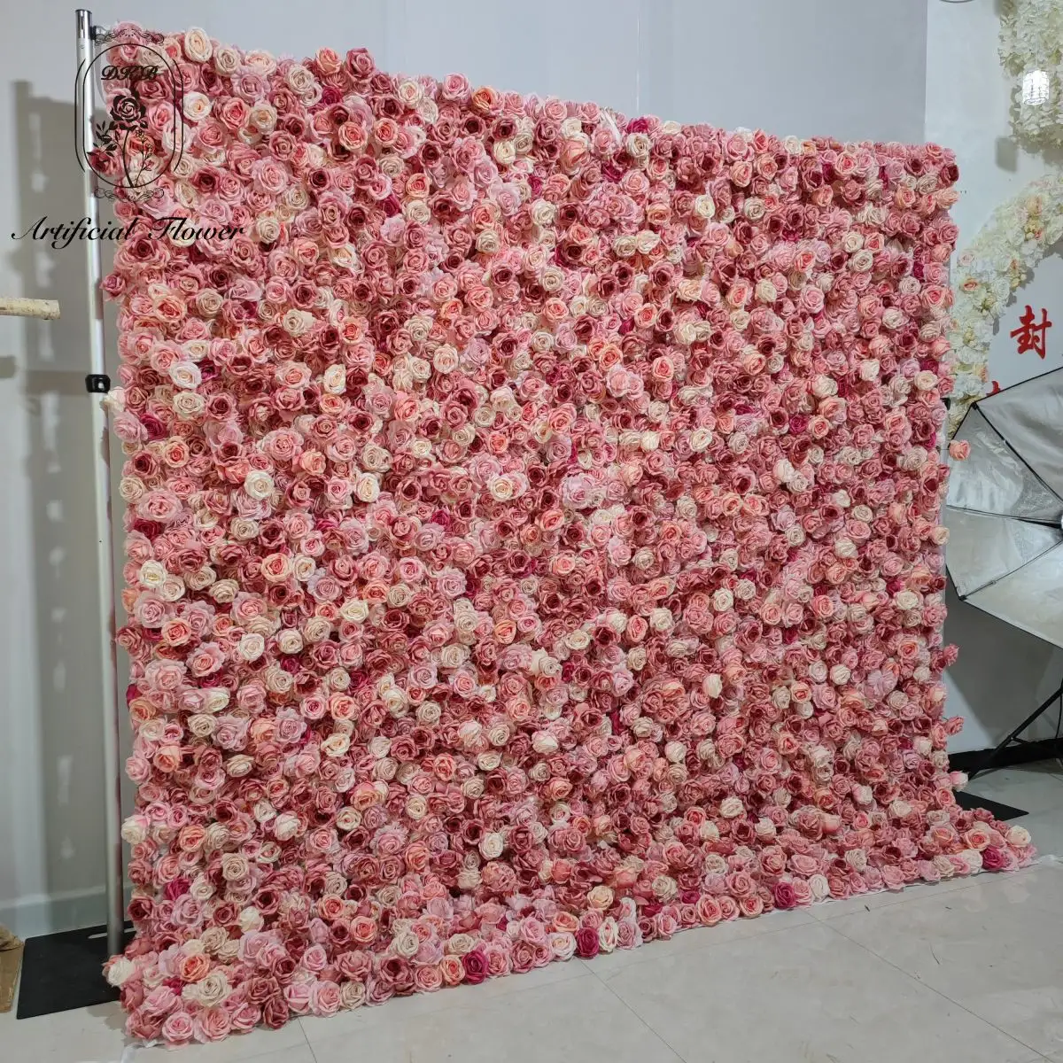 Baru 2023 merah muda krim putih gaya mawar peony gaya lucu bunga dinding 8x8 ft bunga buatan kualitas tinggi dekorasi pernikahan