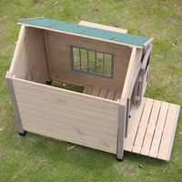 Nichoir de luxe en bois massif pour chien, résistant aux intempéries, avec fenêtre et porte coulissante, pour grands chiens, utilisable toute l'année