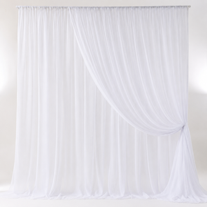 Wholesale Chiffon <b>Backdrop</b> Curtain for Event Rental Wedding Stage and Pipe Drape Decoration Supplier - Product Image 1