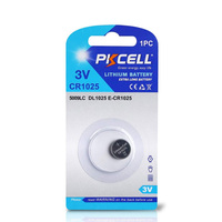 Batería de Botón Pkcell CR1025 3v, Batería de Litio Tipo Moneda de 30mah para Linterna, Regalo