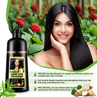 YECUCE Pewarna Rambut Permanen 3-In-1 Krim Sampo Warna Hitam untuk Pria Wanita, Perawatan Menutrisi Mendalam, Memperkuat Rambut, untuk Penggunaan di Rumah dan Perjalanan