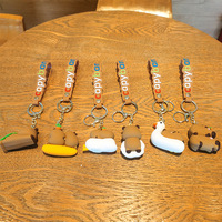 Porte-clés pendentif mignon en gel de silicone 3D empilable non toxique, motif Capybara de dessin animé