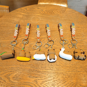 Porte-clés pendentif mignon en <span class=keywords><strong>gel</strong></span> de silicone 3D empilable non toxique, motif Capybara de dessin animé - Product Image 5