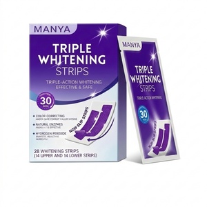 Bandes blanchissantes pour les dents V34 violettes, 28 bandes, faible MOQ, prêtes à l'emploi, éliminateur de taches jaunes, sans sensibilité, 4 tons plus blancs, vente en gros, 7 - Product Image 1