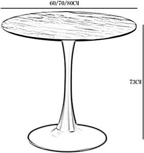 Modern Round <strong>Tulip</strong> Side <strong>Table</strong> Black Metal Base and Stone Top for Kitchen Dining Room Hotel or Apartment Furniture - Product Image 3