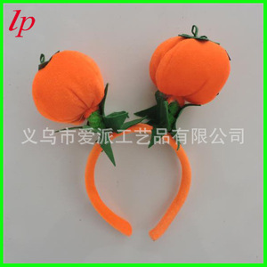 Serre-tête en velours 3D en forme de citrouille pour Halloween, couvre-chef rembourré avec visage souriant, accessoire de costume de fête LPB0163 - Product Image 2