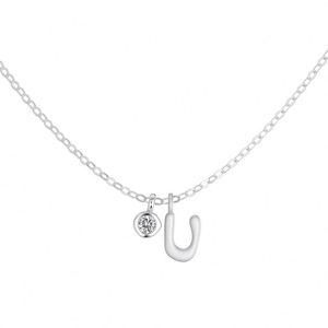 Dylam Rhodium 925 Sterling <b>Silver</b> Infinite Elements Cubic Zirconia Crystal <b>Initial</b> U Alphabet <b>Pendant</b> Necklace - Product Image 1