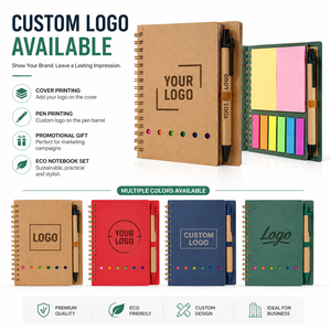 Custom Logo Promo Gift Wholesale Recycled Paper Notebook Set with Pen Sticky Notes Spiral Journal Eco Friendly Office School - Product Image 2