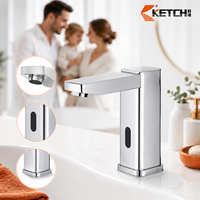 Robinet de lavabo automatique sans contact infrarouge à détection, monotrou, à poser sur le plan, en alliage de zinc chromé