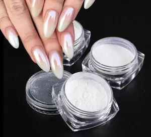 Hot Sale Nail Salon White Chrome Nail Powder Mother of Pearl Powder White Pearl Chrome Nail Powder