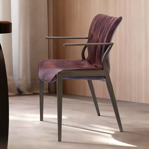 Chaise de salle à manger minimaliste moderne avec revêtement en cuir de selle, chaise de restaurant et d'hôtel, structure métallique durable, <span class=keywords><strong>fauteuil</strong></span> au design luxueux - Product Image 5