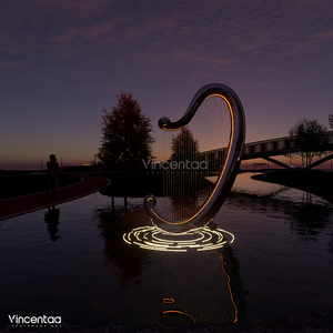 Vincentaa peut être personnalisé Sculpture de <span class=keywords><strong>harpe</strong></span> de haute qualité en acier inoxydable éclairage Art Sculpture usine - Product Image 3