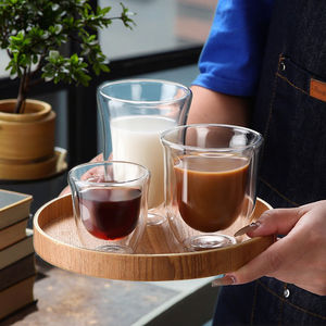 Tazze da Caffè e Tè in <span class=keywords><strong>Vetro</strong></span> Borosilicato a Doppia Parete <span class=keywords><strong>Trasparente</strong></span>, Ecologiche e Moderne, 80ml/250ml/300ml con <span class=keywords><strong>Piattini</strong></span>, per il Ritorno a Scuola - Product Image 2